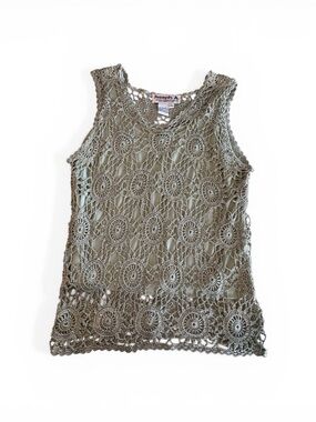 Joseph A. Sage Green Crochet Overlay Tank Top